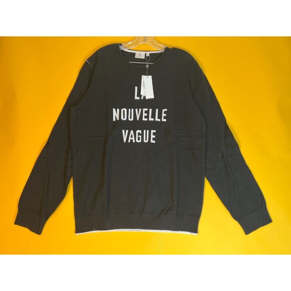 Adriano Goldschmied Cedic Crew Sweater Mens XL Black La Nouvelle Vague $198 NWT - Picture 1 of 9